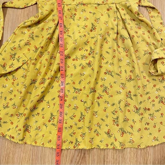 Yellow Floral Mini Wrap Dress from Korea - XS-S - Picture 13 of 13